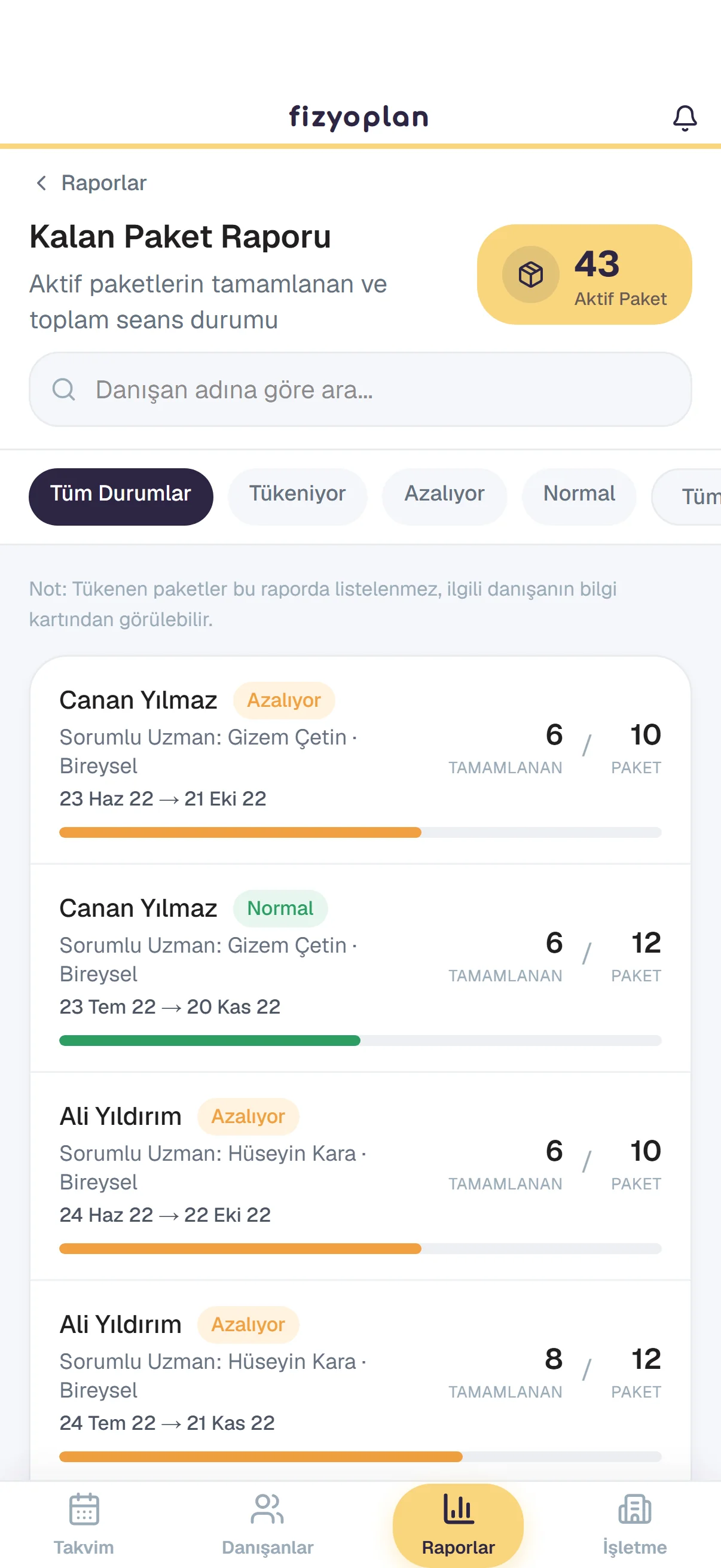 Paket takip sistemi ekranı